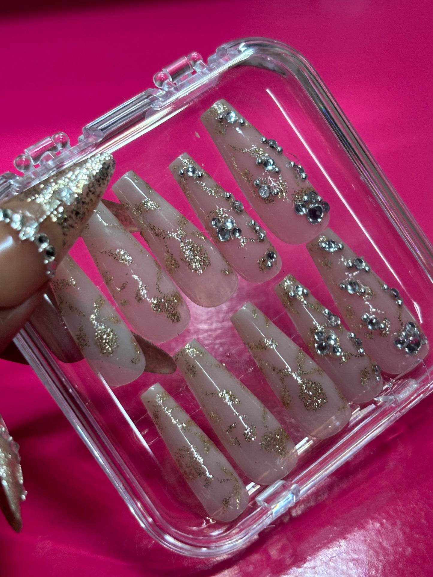 FCK IT PRESS EM ON Long Coffin Nails 10pcs Set