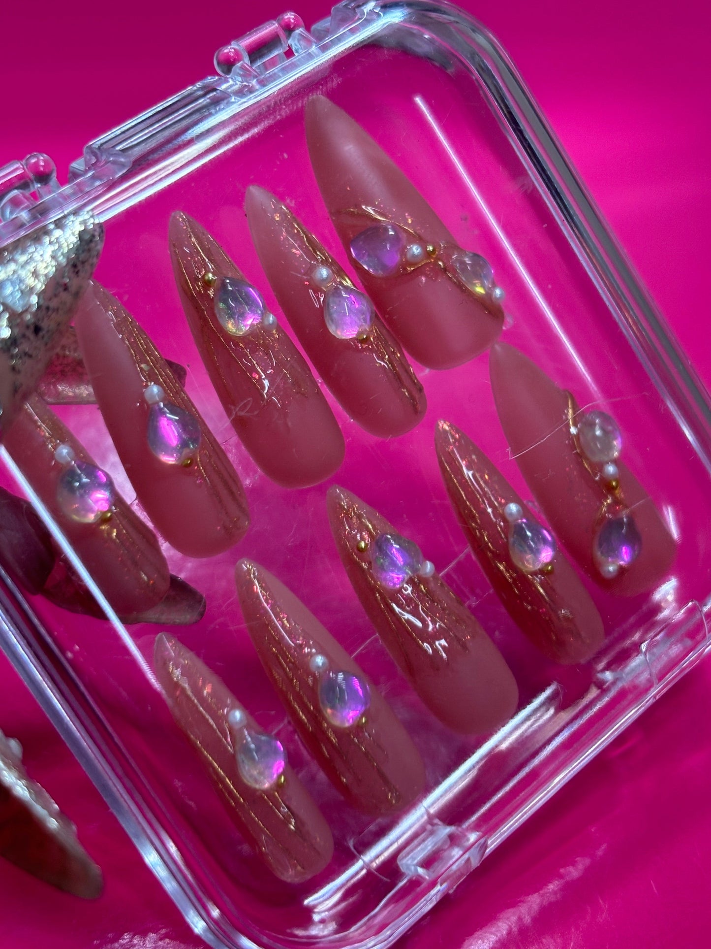 FCK IT PRESS EM ON Long Stiletto Nails 10pcs Set Diamond Series